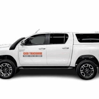 Dual cab utility vehicle with canopy for hire from 1300 Truck Hire. Suitable for trade, business, and personal use.
